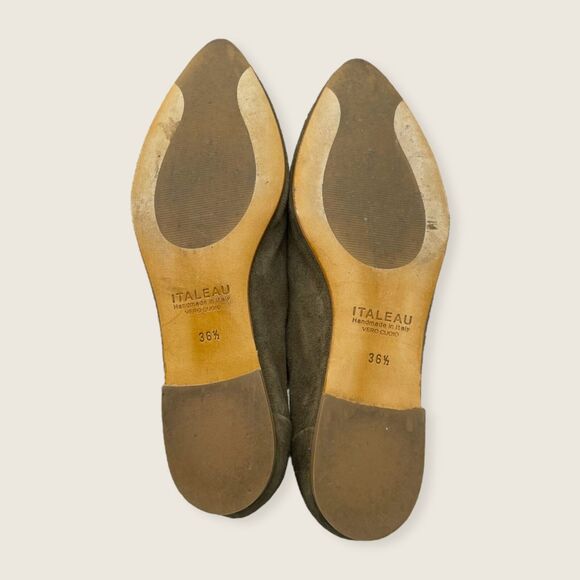Italeau Italy Teresa Flexlite Green Suede Point Flat Loafers 36.5 6 $269 - Picture 7 of 9